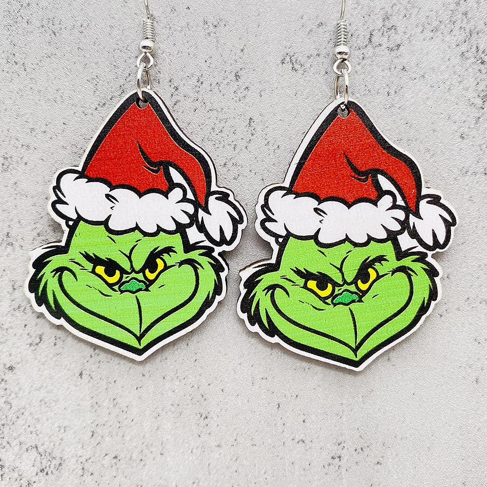 Wholesale Christmas Santa Hat Wood Earrings